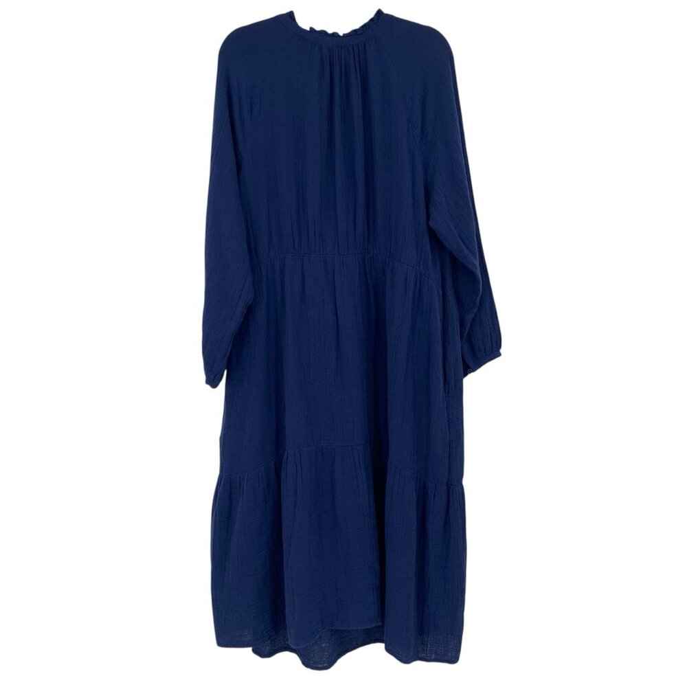 Beachlunchlounge Size XXL Cotton Gauze Tiered Midi Dress Resort Vacation Coastal - Picture 2 of 14